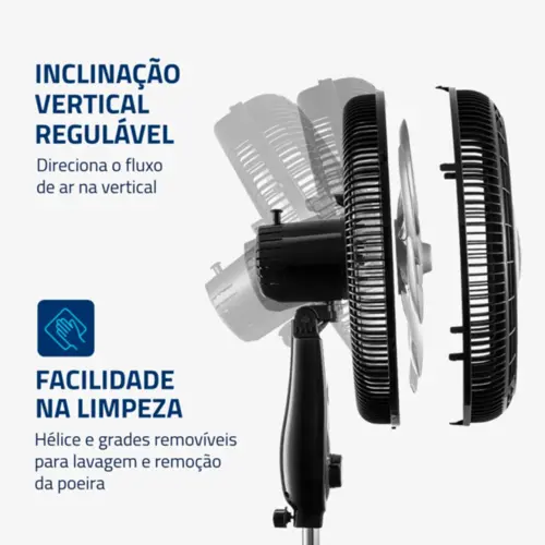 Ventilador de Coluna Mondial 40cm Super Power 6 Pás 140W 127V Preto - VSP-40C-NB