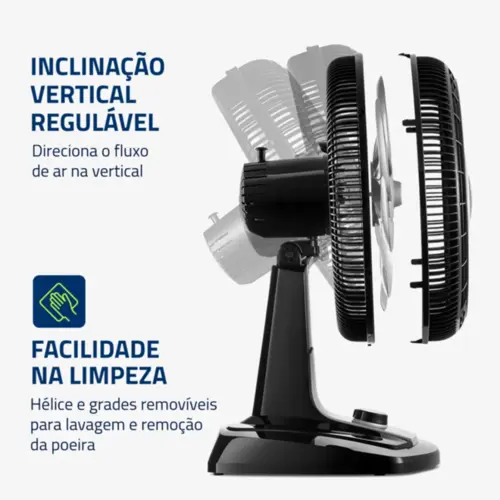 Ventilador 50cm Super Turbo 8 Pás, Mondial, Preto/Prata, 150W, 127V - VTX-50-8P
