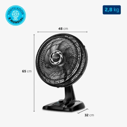 Ventilador de Mesa 40cm Turbo, Mondial, Preto/Prata, 140W, 220V - NVT-40-8P-B