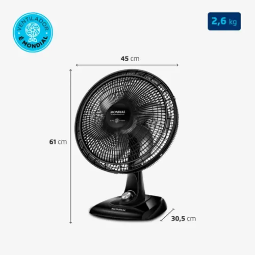 Ventilador de Mesa Mondial 40cm Super Power 127V/140W Preto - VSP-40-B