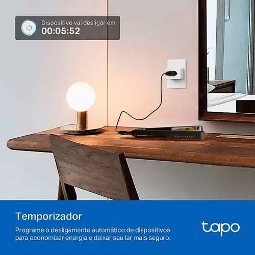 Mini Tomada Inteligente TP-Link TAPO P110 Wi-Fi com Monitoramento de Consumo de Energia
