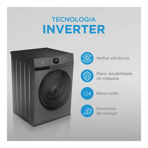 Máquina de Lavar Midea 11kg Titanium Slim HealthGuard Smart 220V - MF201W110WB/GK-02
