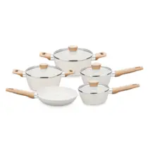 Jogo de Panelas Carmela Vanilla MTA 5 Peças Antiaderente Revestimento Cerâmica - 8481