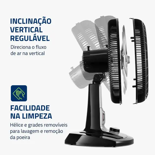 Ventilador 40cm Super Turbo 8 Pás Repelente Pastilha, Mondial, Preto/Prata, 140W, 220V - VTX-40-8P-RP