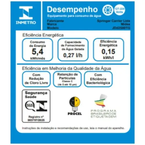 Purificador de Água SlimPure Midea Branco Bivolt - JDD2580TW