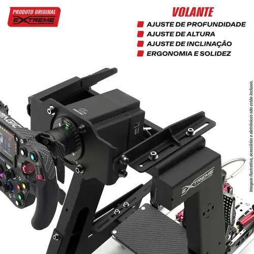 Cockpit 4.0 Plus Horizontal Preto Retrátil C/ Ajustes e Suporte de Tela Extreme Simracing - Banco P1 Preto