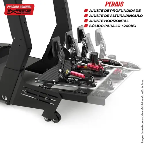 Cockpit 4.0 Plus Horizontal Preto Retrátil C/ Ajustes e Suporte de Tela Extreme Simracing - Banco P1 Preto