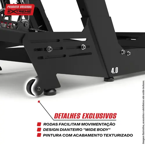 Cockpit 4.0 Plus Horizontal Preto Retrátil C/ Ajustes e Suporte de Tela Extreme Simracing - Banco P1 Preto