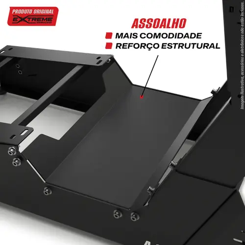 Cockpit 4.0 Plus Horizontal Preto Retrátil C/ Ajustes e Suporte de Tela Extreme Simracing - Banco P1 Preto
