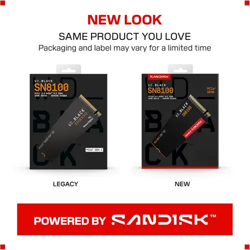 SSD WD Black SN8100 2TB M.2 NVMe Leitura 14900MB/s Gravacao 14000MB/s - WDS200T1X0M