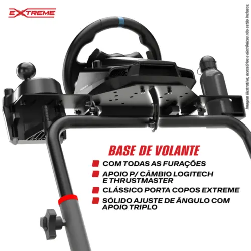 Suporte Para Volantes SGT Ajustável e Rebatível Extreme Simracing - Cinza