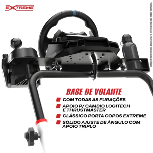 Suporte Para Volantes SGT Ajustável e Rebatível Extreme Simracing - Branco