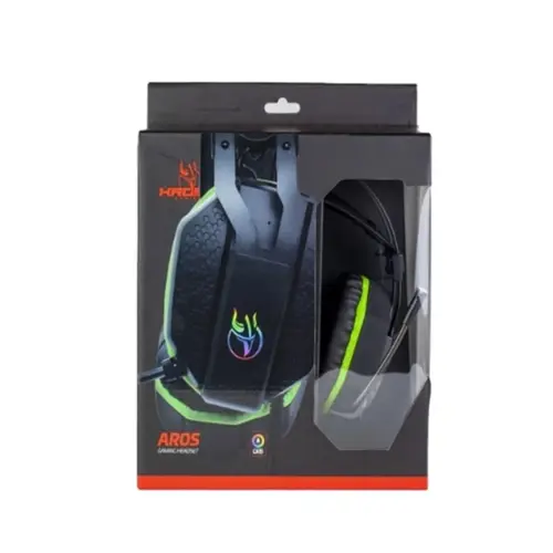 Headset Gamer Kross Aros 7.1 USB PC Preto/Verde - KE-HS200