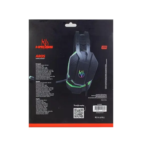 Headset Gamer Kross Aros 7.1 USB PC Preto/Verde - KE-HS200