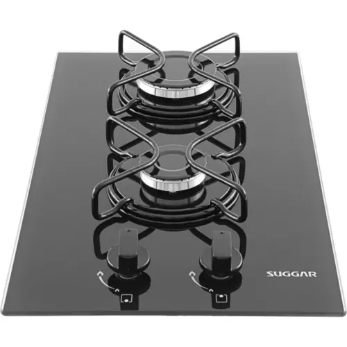 Cooktop 2 Bocas Suggar Vidro Temperado Gás Preto Bivolt - FG2002AVP