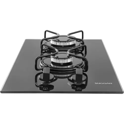 Cooktop 2 Bocas Suggar Vidro Temperado Gás Preto Bivolt - FG2002AVP