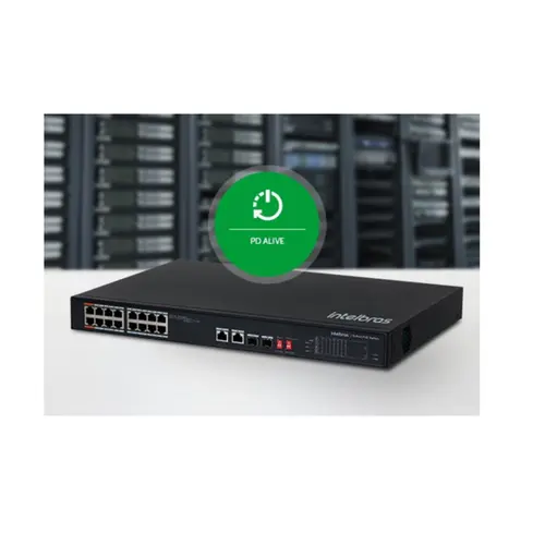 Switch Intelbras 16 portas fast Ethernet Poe+ 2P Gigabit -  SF 1822 HI-POE