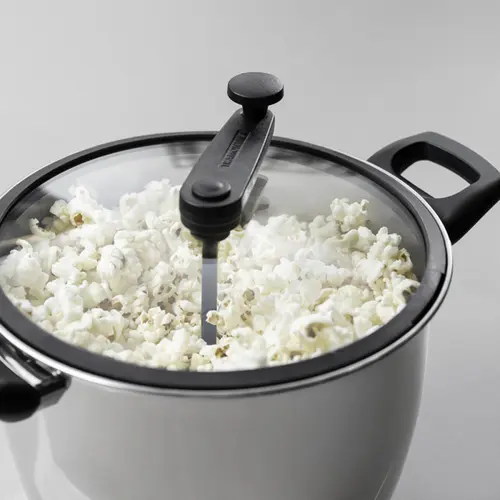 Pipoqueira Tramontina Allegra em Aço Inox com Fundo Triplo e Tampa de Vidro com Borda de Silicone 22 cm 5,6 L