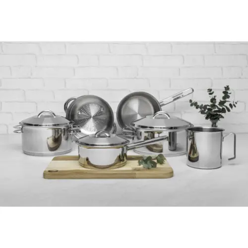 Jogo de Panelas Tramontina Solar em Aço Inox com Fundo Triplo e Tampas de Inox  6 Peças