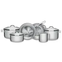 Jogo de Panelas Tramontina Solar em Aço Inox com Fundo Triplo e Tampas de Inox  6 Peças