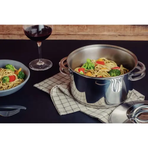 Jogo de Panelas Tramontina Solar em Aço Inox com Fundo Triplo e Tampas de Inox 5 Peças