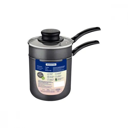 Cuscuzeira Tramontina em Alumínio com Revestimento Antiaderente Starflon Max Chumbo 10cm 0,8L