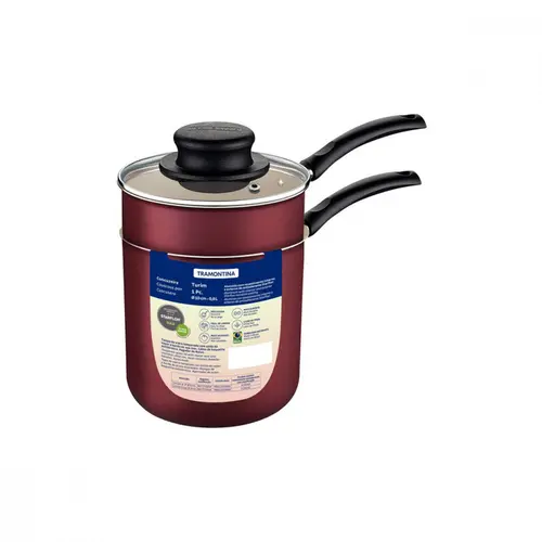 Cuscuzeira Tramontina Turim em Alumínio com Revestimento Antiaderente Starflon Max Vermelho 10cm 0,8L