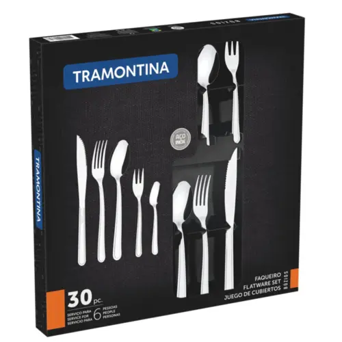 Faqueiro Tramontina Búzios em Aço Inox 30 Peças