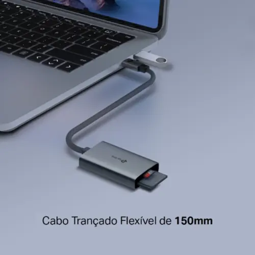 Leitor de cartão SD TP-Link UA440C e microSD 3.0 para USB 3.0 Tipo C de até 5 Gbps alumínio