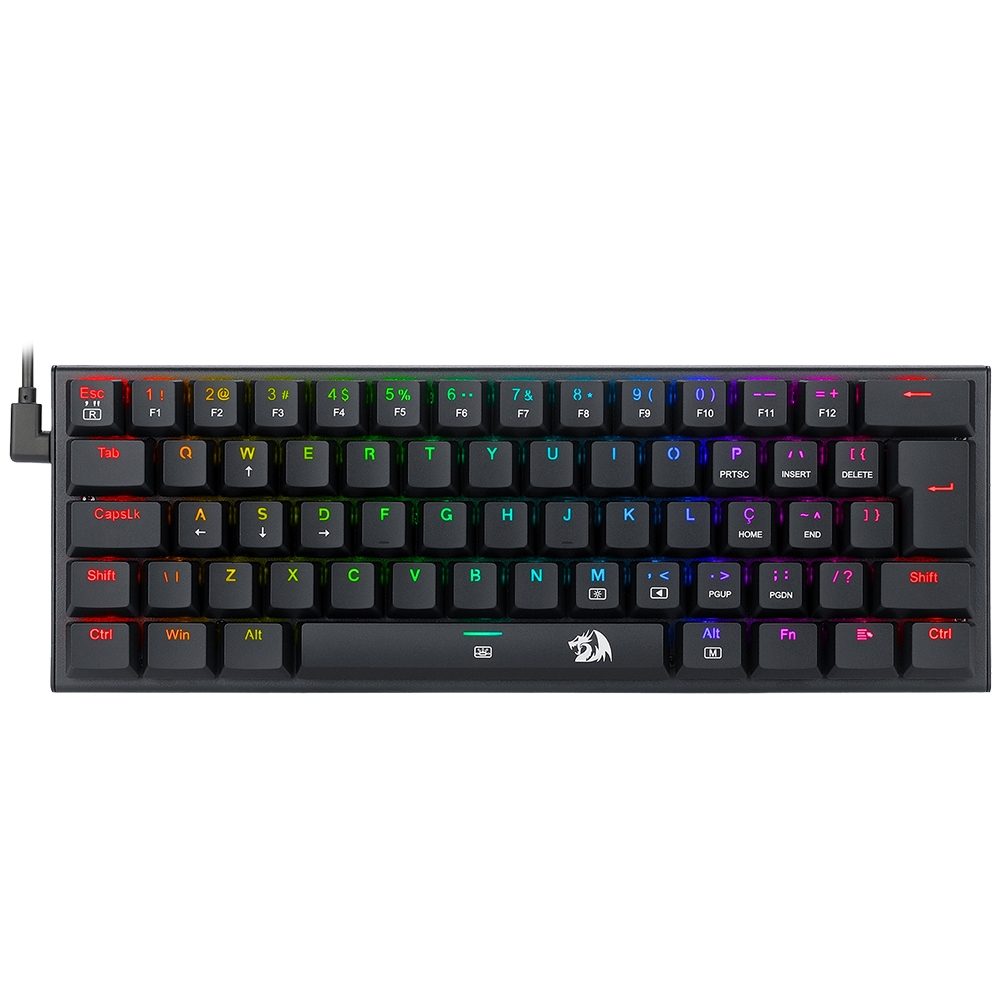 Teclado Gamer Redragon Anivia RGB Mecânico Mini ABNT2 60% Switch Blue ...