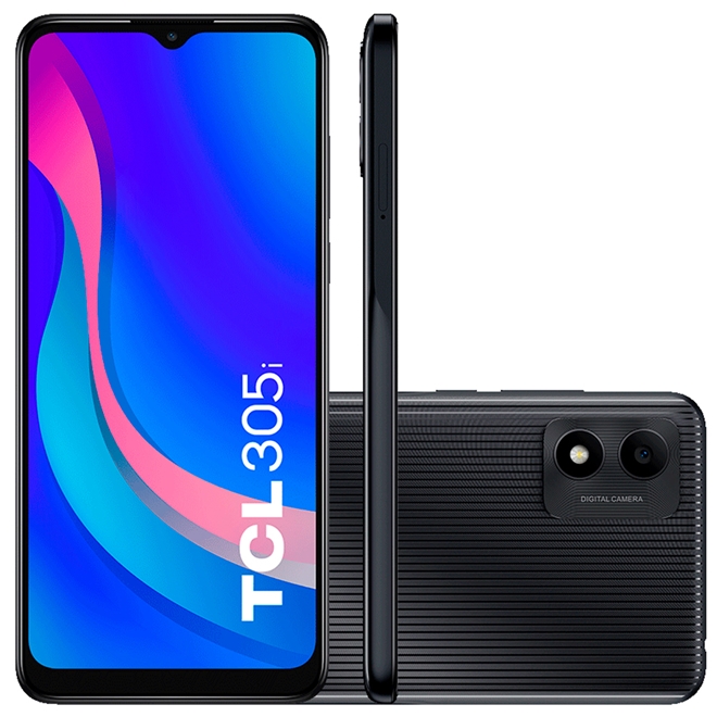 Smartphone TCL 305i 6.52'' HD+ 64GB Câmera 13MP Frontal 5MP Dual Chip Preto
