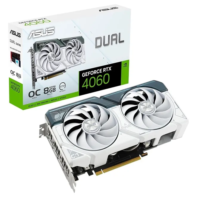 ASUS GeForce RTX 4060 White グラフィックボード Placa de Vídeo Asus GeForce RTX 4060 Dual White OC 8G GDDR6 128