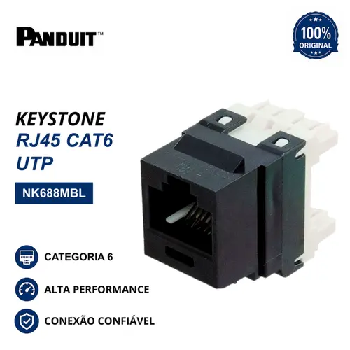 Conector Fêmea RJ45 UTP Keystone Cat6 Preto Panduit - NK688MBL