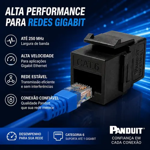 Conector Fêmea RJ45 UTP Keystone Cat6 Preto Panduit - NK688MBL