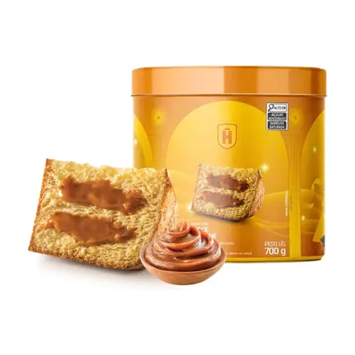 Panettone Havanna Lata massa lisa com recheio de Doce de Leite 700g