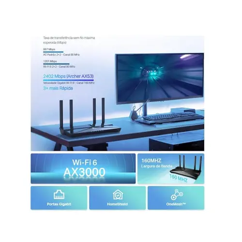 Roteador TP-Link  Archer AX53(BR) AX3000 Wireless Gigabit Dual Band Wi-Fi 6 - Archer AX53(BR)