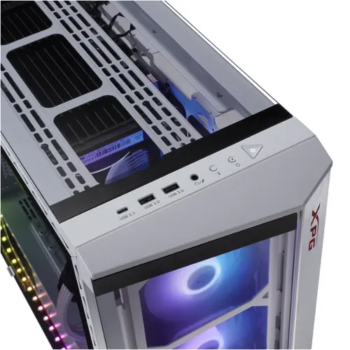 Gabinete Gamer XPG Battlecruiser Mid-Tower Lateral de Vidro Com 4 Fans ARGB Branco BATTLECRUISER-WHCWW