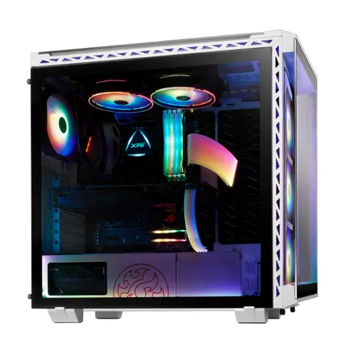 Gabinete Gamer XPG Battlecruiser Mid-Tower Lateral de Vidro Com 4 Fans ARGB Branco BATTLECRUISER-WHCWW
