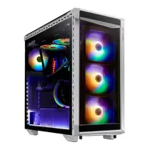 Gabinete Gamer XPG Battlecruiser Mid-Tower Lateral de Vidro Com 4 Fans ARGB Branco BATTLECRUISER-WHCWW