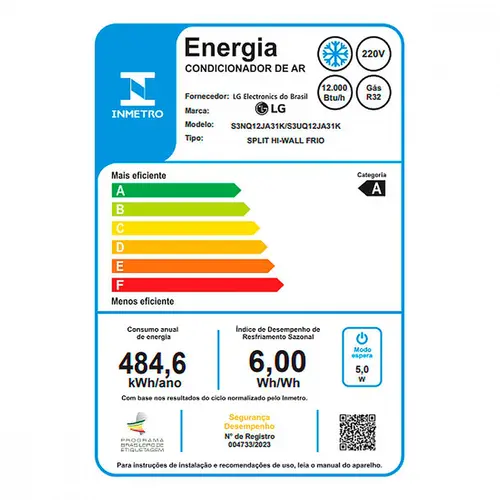 Ar condicionado DUAL Inverter Voice LG 12000 BTU F 220V - S3-Q12JA31K