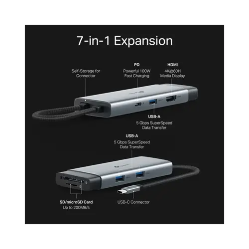Adaptador TP-Link UH7021C Hub 7 em 1, USB Tipo C