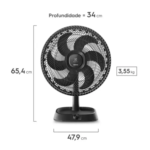 Ventilador de Mesa Electrolux 40cm Efficient DuoForce Air+ 6P 126W 127V EFD40 Cinza
