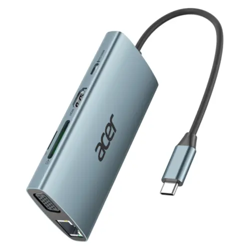 Adaptador de Vídeo Acer Dongle 9 em 1 RJ45 USB-C Hub - ODK390