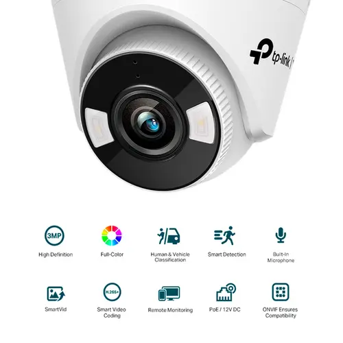 Câmera de Segurança TP-Link IP Turret Colorida 3MP FHD+ VIGI C430 2.8mm