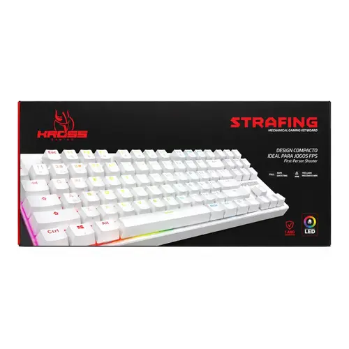 Teclado Gamer Kross Strafinf Mecânico Rainbow Switch Blue Outemu Branco - KE-KG130