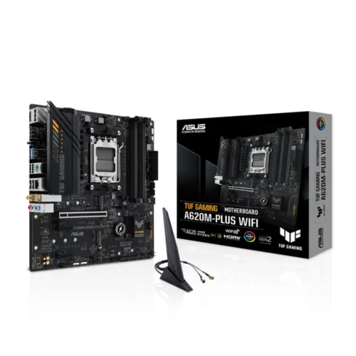 Placa Mãe Asus TUF Gaming A620M-PLUS WIFI, AMD AM5, mATX, DDR5, Wi-Fi, Bluetooth, Preto - 90MB1F00-M0EAY0