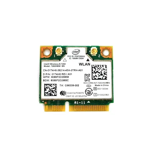 INTEL 7260 802.11 A/B/G/N PCIe x1 CARD HP F2P07AA