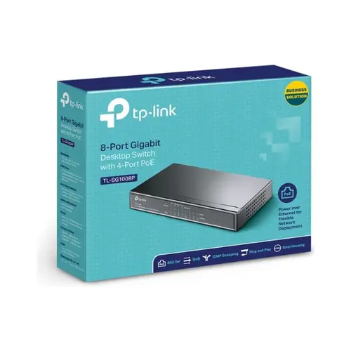 Switch TP-Link 8 portas Gigabit PoE+ 10/100/1000Mbps - TL-SG1008MP(UN)