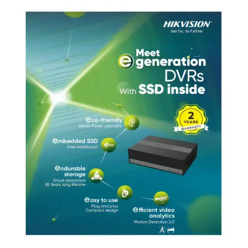 DVR Gravador HikVision eDVR Series FHD 1080p Lite 4MP 4 Canais eSSD 512GB USB - DS-E04HQHI-B