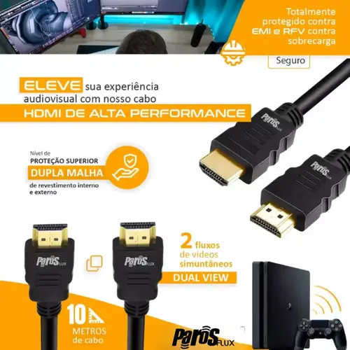 Cabo HDMI x HDMI 10 metros / Blindado c/ malha